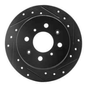 Acura Integra Brake Rotor (1) - Rear Right - R1 Concepts - Drilled & Slotted - Black - `88-`01
